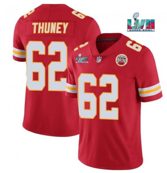 Youth Kansas City Chiefs #62 Joe Thuney Red Super Bowl LVII Patch Vapor Untouchable Limited Stitched Jersey